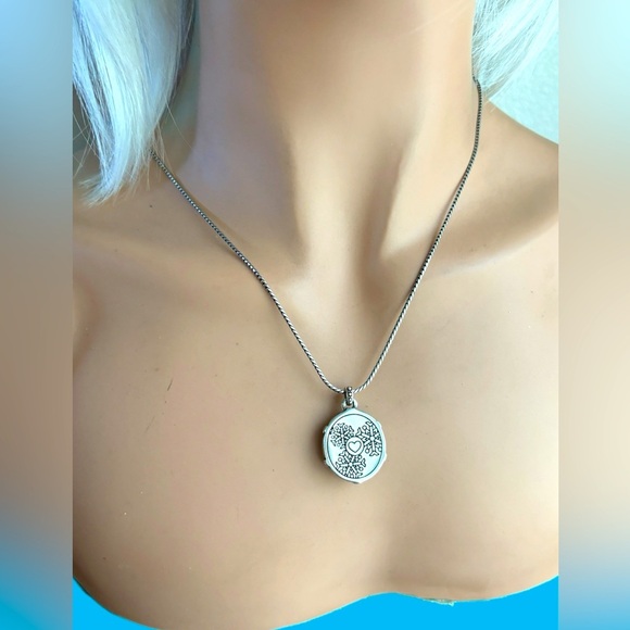 Brighton Winter Sparkle Locket Necklace -round snowflake crystals-silver color - Picture 7 of 7